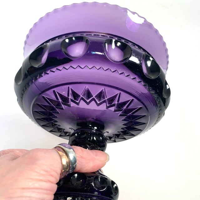 Early 20th Century Early 20th Century Amethyst Pressed Glass Pedestal Compote Traditional Victorian For Sale - Image 5 of 10