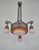 Art Deco H. Fournet & Charles Schneider French Art Deco Chandelier 1920s - Orange Mottled Glass & Wrought Iron For Sale - Image 3 of 12