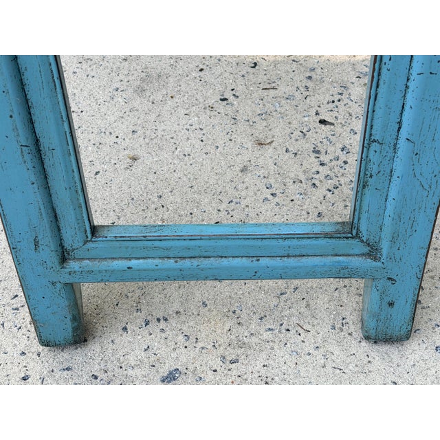 Robin's Egg Blue Chinese Distressed Turquoise Blue Console Table For Sale - Image 8 of 14