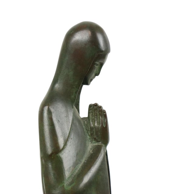 1920s Art Deco Statue of the Virgin Mary in Bronze by Jac Van Vlijmen, 1920s For Sale - Image 5 of 18