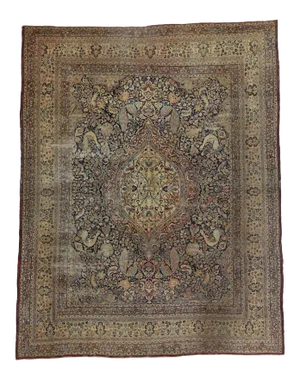 Antique Persian Mashhad Rug With Garden Design - 12'03 X 15'03