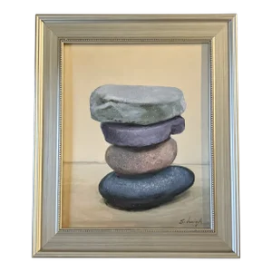 Contemporary Original Stephen Heigh Realistic Painting “Ocean Rocks” Framed