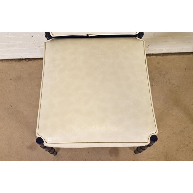 Wood Baker Furniture Style Mid-Century Hollywood Regency Ebonized Faux Bamboo Side Chairs or Dining Chairs, Pair For Sale - Image 7 of 12