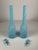 Pair of vintage Fratelli Toso Murano art glass vases, featuring the blue and white diagonal striped design characteristic...