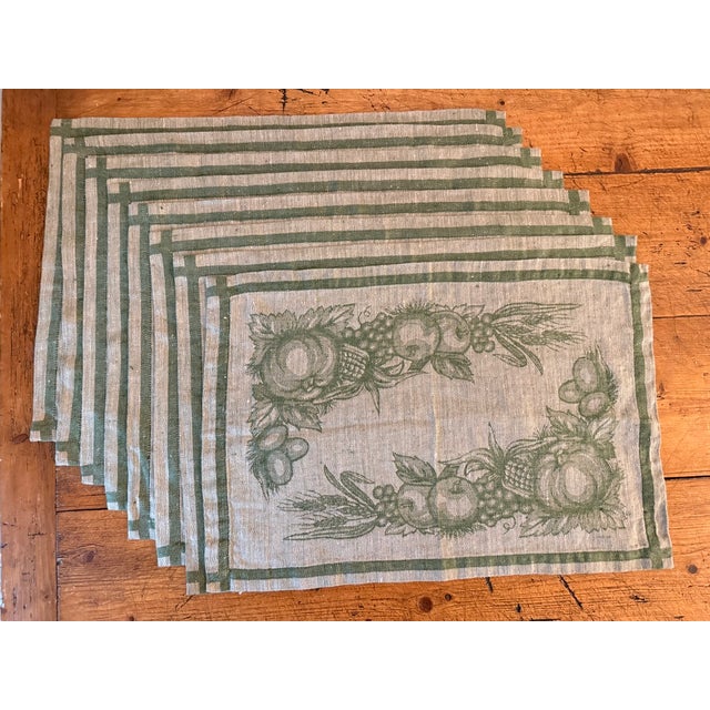 Williams-Sonoma Jacquard Linen Placemats, Set/8, in a Green Harvest Design. 100% Linen. As found. Get a jump on fall & for...