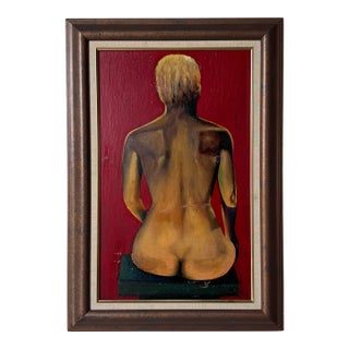 Luis Valle " Sit and Ponder" Figurative Oil on Panel Painting For Sale