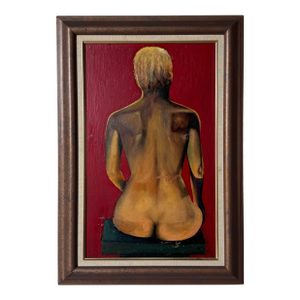 Luis Valle " Sit and Ponder" Figurative Oil on Panel Painting