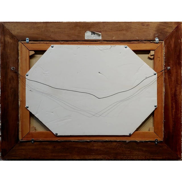 Brown 1950s Native American Oil Painting, Taos Pueblo Indian by the Fireplace For Sale - Image 8 of 9