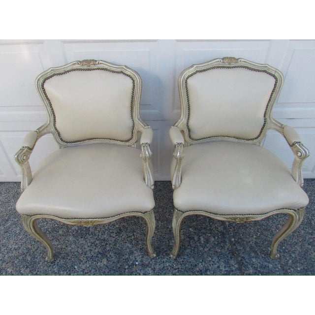 Wood Set of Six Painted French Louis XV Style Dining Chairs For Sale - Image 7 of 18