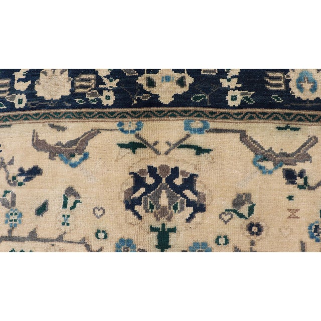 Turkish Oushak Rug Vintage with Vining Florals Keivan Woven Arts rug/EN-92194, origin/turkey Mid-20th Century This Oushak...