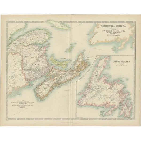 Antique Map of Canada by Johnston, 1909 For Sale - Image 4 of 6