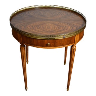 1930s Milling Road Baker Furniture French Louis XVI Walnut Round Side Table For Sale
