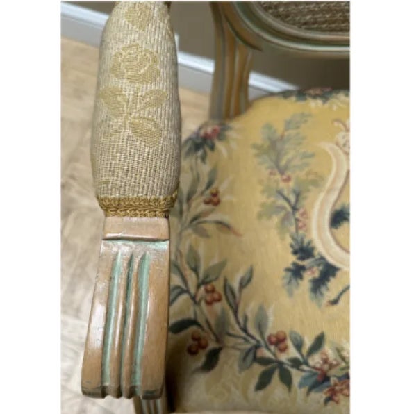 1960s Pair of Vintage Louis Style Chairs, Caned Back, Needlepoint Seat, Painted Finish Made in Italy For Sale - Image 4 of 6