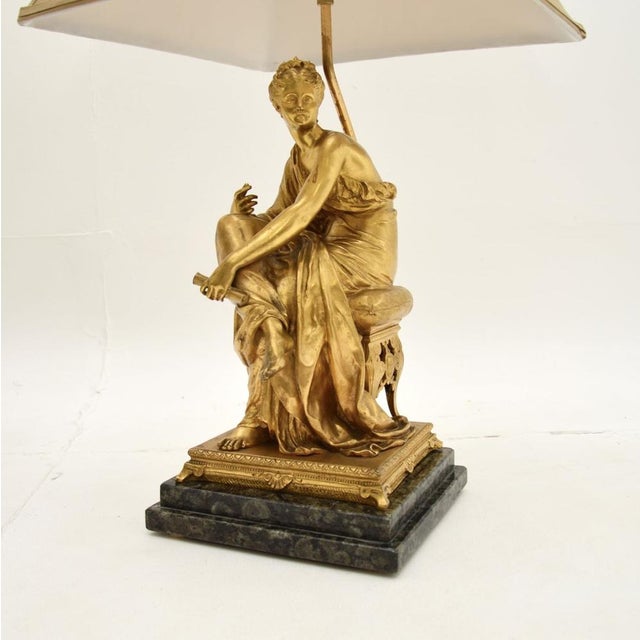 Late 19th Century Antique Victorian Gilt Bronze and Marble Table Lamps, 1880s, Set of 2 For Sale - Image 5 of 11