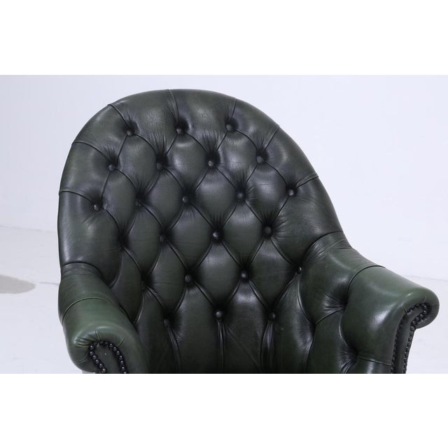 Antique Chesterfield Leather Armchair with Casters For Sale - Image 5 of 11