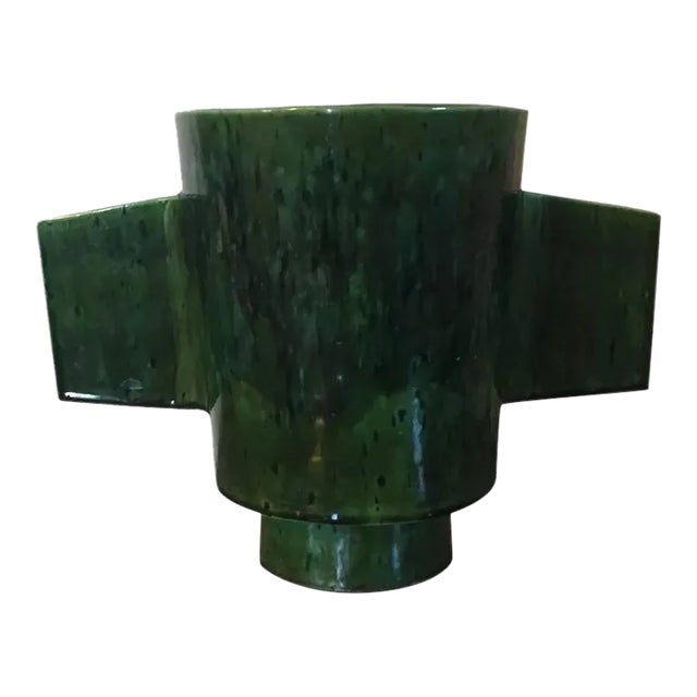 French Modernist Art Deco Pottery Vase For Sale