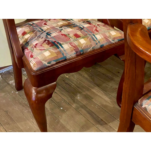 Late 20th Century Henkel Harris Set of 8 Queen Anne Wild Black Cherry Dining Chairs 2 Armchairs For Sale - Image 6 of 12