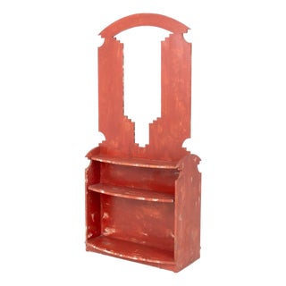 Native American Style Red Painted Display Shelf For Sale