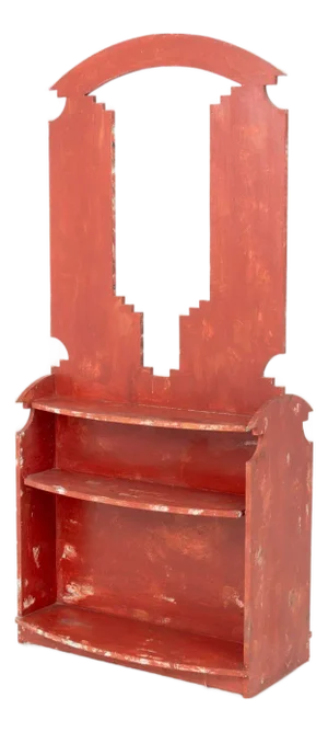 Native American Style Red Painted Display Shelf