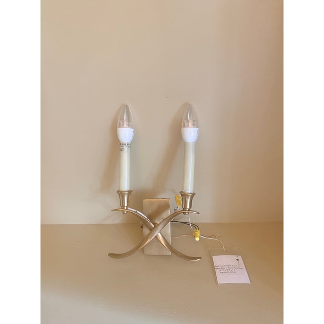 Small Cross Bouillette Sconce in Antique Brass with Natural Paper Shade Chapman and Myers for Visual Comfort...