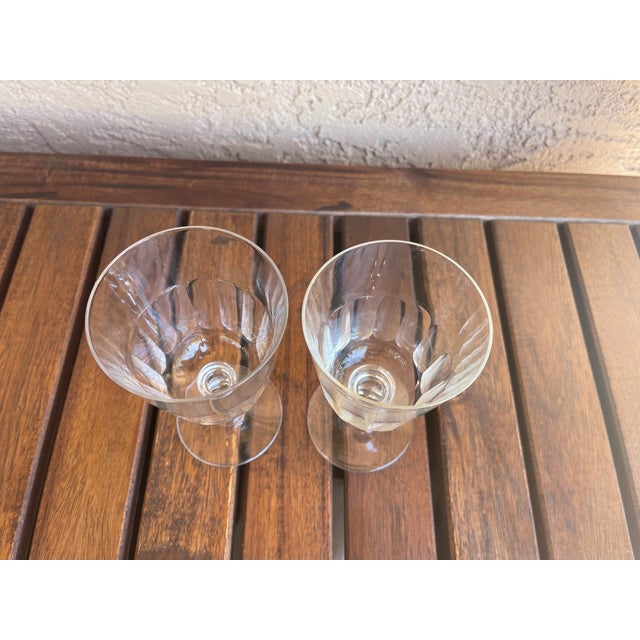 Antique France St. Louis Crystal Caton White Wine Goblet Glasses - Pair For Sale In Santa Fe - Image 6 of 6