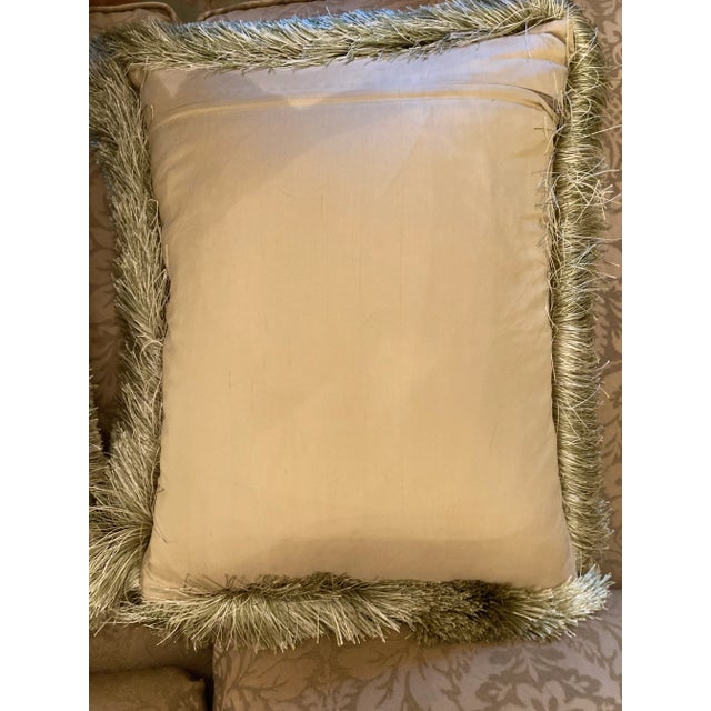 1990s 1990 Wool Tapestry Silk Fringe Cockatiel Pillows - Set of 2 For Sale - Image 5 of 7