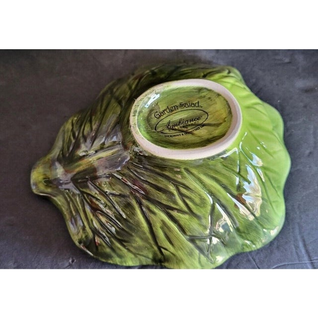1990s Vintage Garden Salad Ambiance Collections Cabbage Majolica Leaf Bowls - Set of 4 For Sale - Image 5 of 5