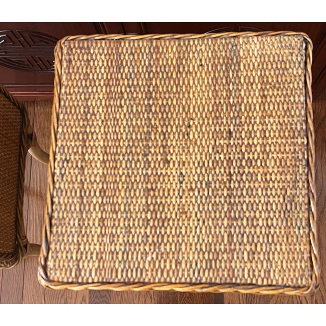 Vintage Coastal Rattan and Wicker Drink Table - Two Available, Sold Separately For Sale - Image 10 of 17