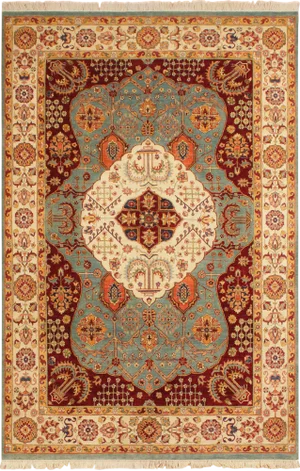 1990s 1990s Southwestern Kafkaz Lt. Blue/Ivory Wool Rug - 8'2 X 11'9