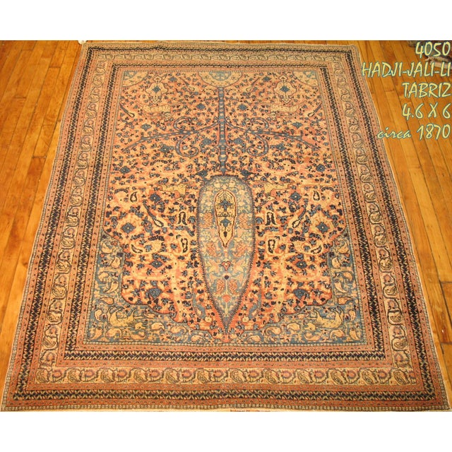 19th Century Pictorial Paradise Animal Hadji Jali Li Tabriz Rug - 4'6" x 6' For Sale - Image 14 of 14