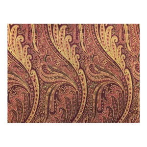 British Wool Burgundy Rusty Red Mustard Pashmina Paisley Drapery Fabric