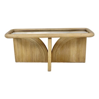 Vintage Pencil Reed Rattan Arch Console Table For Sale