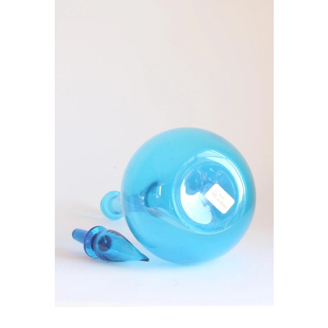 Blue Empoli Glass Genie Bottle, Tuscany, 1960s For Sale - Image 5 of 10