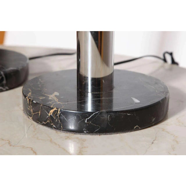 Metal 1950s Nessen Studios Chrome & Portoro Marble Tall "Skyscraper" Table Lamps - a Pair For Sale - Image 7 of 10