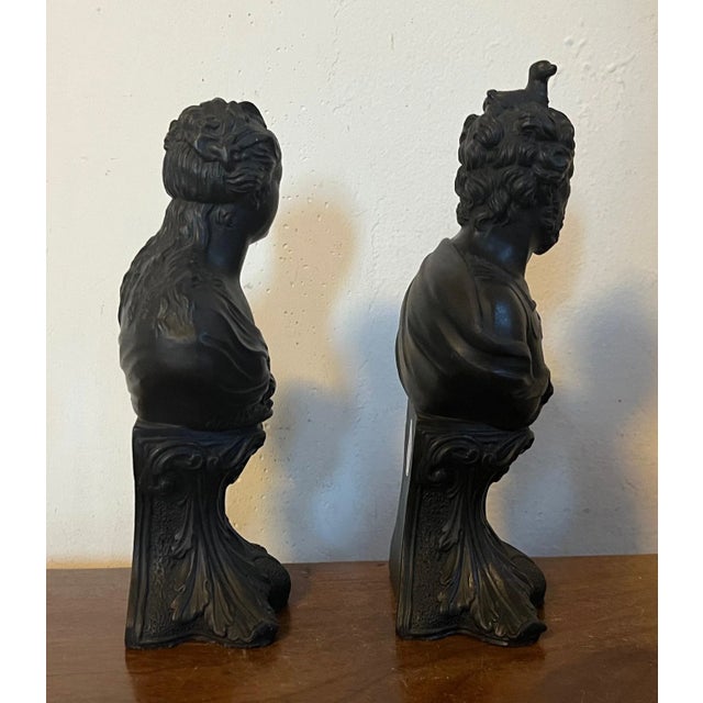 Antique 18th Century Wedgwood Black Basalt Busts of the Elements, Fire & Water - Set of 2 For Sale In New York - Image 6 of 12
