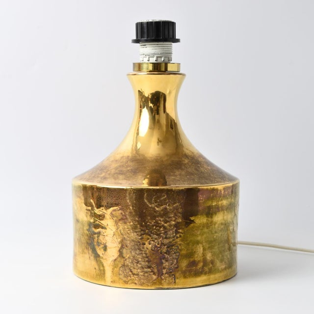 Gold Gold Ceramic Table Lamp by Aldo Londi for Bitossi, 1960s For Sale - Image 8 of 14
