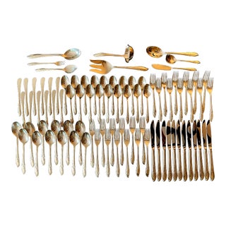 Rogers Bros. Springtime Silverplate Flatware Set- 86 Pieces For Sale