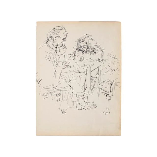 Portrait is an original drawing in pen on ivory paper realized in 1950 by Anonymous Artist of the XX century. Hand-signed...