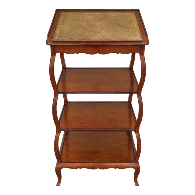 Baker Furniture McMillen Coll. Mahogany & Leather Bookstand Lectern Shelf Etagere For Sale