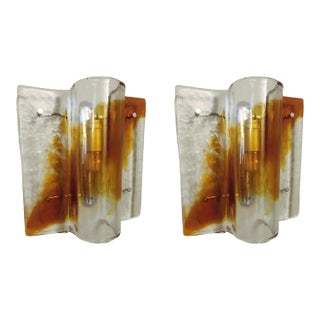 Mid 20th Century Amber Sconces by Mazzega, a Pair For Sale