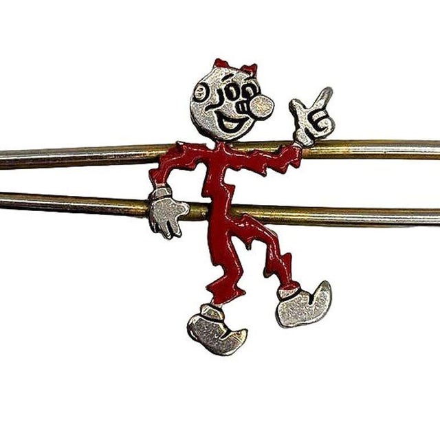Mid-Century Gold-Tone Reddy Kilowatt Advertising Tie Clip Pin For Sale - Image 4 of 5