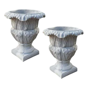 Monumental Concrete French Garden Planters or Urns With - a Pair