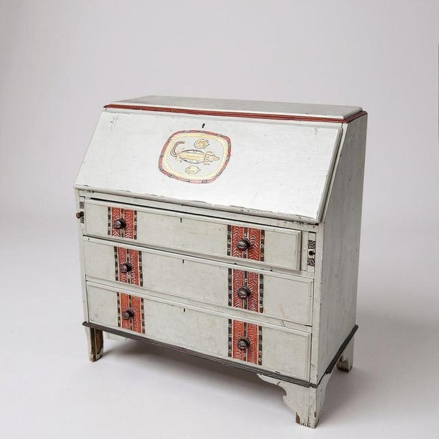 Antique Painted Bureau Desk For Sale - Image 5 of 9