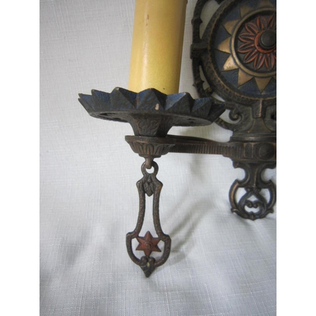 Arts & Crafts Arts and Crafts Iron Two Arm Sconce For Sale - Image 3 of 5