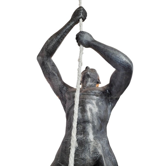 Contemporary 7 Feet Tall Contemporary Cast Aluminum "Climbing Man" Suspended Sculpture For Sale - Image 3 of 17