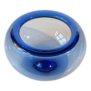 Mid-Century Blue Glass Bowl by Per Lütken for Holmegaard, 1970s For Sale