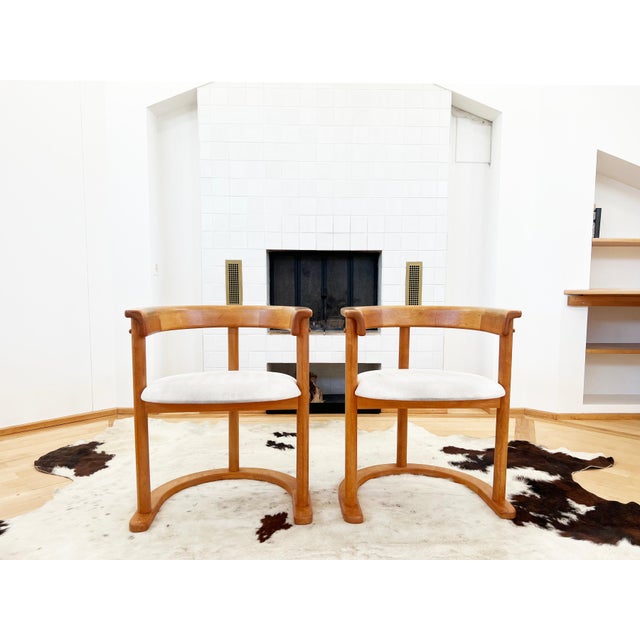 1970s Round Post Modern Brutalist MCM Beech Dining Table + 6 Chairs, 9 Pcs Set For Sale - Image 15 of 16