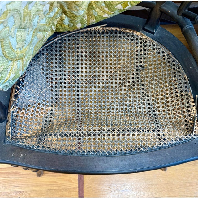 Set of Four Vintage Faux Bamboo Armchairs Dining Chairs With Cane Seats For Sale - Image 10 of 11