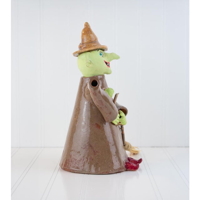 1990s Signed Postmodern Feminist Sculptural Pottery - Witch Teapot For Sale - Image 5 of 14