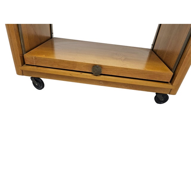 1950s Expandable Bar Cart Attributed to John Keal for Brown Saltman, Maple For Sale - Image 15 of 17